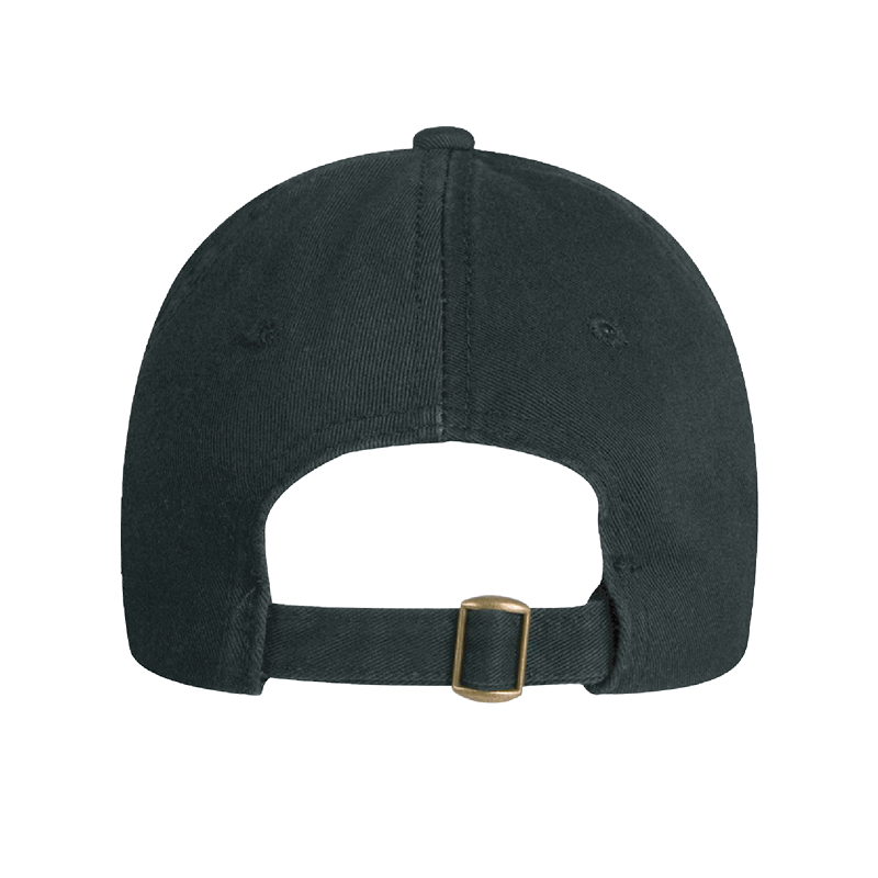 Back view of Black Dad Hat, adjustable fabric strap with slider, comfortable fit feature, Back of Central Perk Baseball Cap, Central Perk adjustable hat, Central Perk Adjustable Baseball Cap