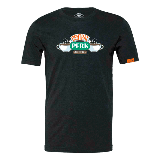 Central Perk Black T Shirt, Black t-shirt, unisex fit, Central Perk logo front, casual apparel, Friends-inspired clothing
