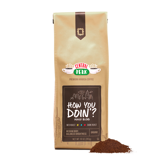 How you doin ground coffee, friends house blend ground coffee, central Perk house blend ground coffee, medium roast ground coffee, ground coffee, ground coffee grounds, house coffee, house coffee, HYD coffee, HYD house blend coffee, ground house blend coffee, ground coffee bags