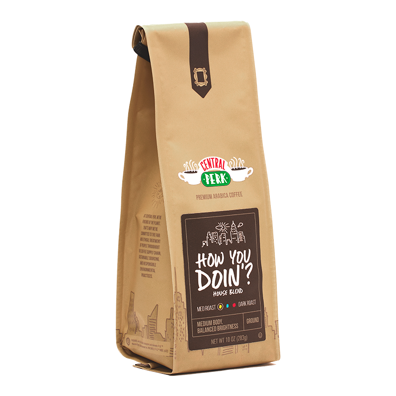How you doin ground coffee, friends house blend ground coffee, central Perk house blend ground coffee, medium roast ground coffee, ground coffee, ground coffee grounds, house coffee, house coffee, HYD coffee, HYD house blend coffee, ground house blend coffee, ground coffee bags