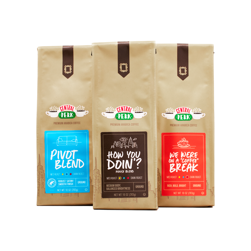 Ground coffee variety pack, premium ground coffee, premium ground coffee variety pack, sustainable ground coffee, ground coffee delivery, ground coffee delivered, Central Perk Ground Coffee Variety Pack, Friends Ground Coffee, sustainable ground coffee variety pack