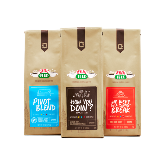 Ground coffee variety pack, premium ground coffee, premium ground coffee variety pack, sustainable ground coffee, ground coffee delivery, ground coffee delivered, Central Perk Ground Coffee Variety Pack, Friends Ground Coffee, sustainable ground coffee variety pack