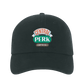 Front view of Black Dad Hat, Central Perk cup-less logo, stylish cap design, Central Perk Baseball Hat, Central Perk Dad Hat, Baseball Hat With Central Perk Logo