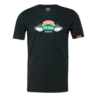 Central Perk Black T Shirt, Black t-shirt, unisex fit, Central Perk logo front, casual apparel, Friends-inspired clothing