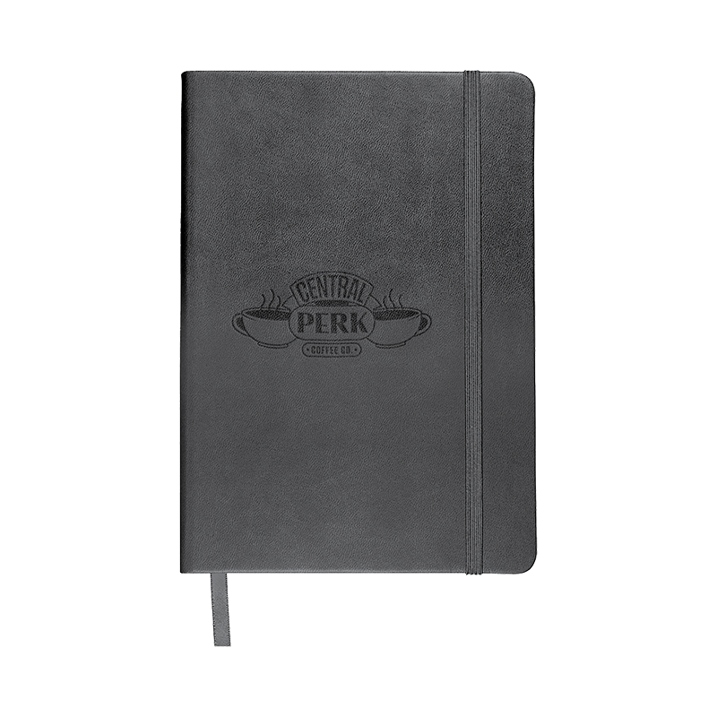 Debossed Journal, Central Perk Journal, Black journal, debossed design, Central Perk logo imprint, premium notebook, branded stationary