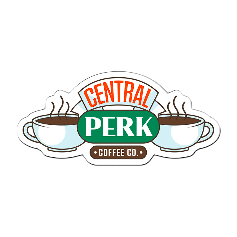 Front view of Metal Logo Lapel Pin", "Central Perk emblem design", "shiny finish", "FRIENDS™ series iconic symbol", "detailed metal craftsmanship