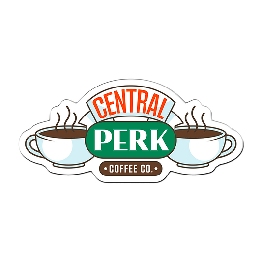 Front view of Metal Logo Lapel Pin", "Central Perk emblem design", "shiny finish", "FRIENDS™ series iconic symbol", "detailed metal craftsmanship