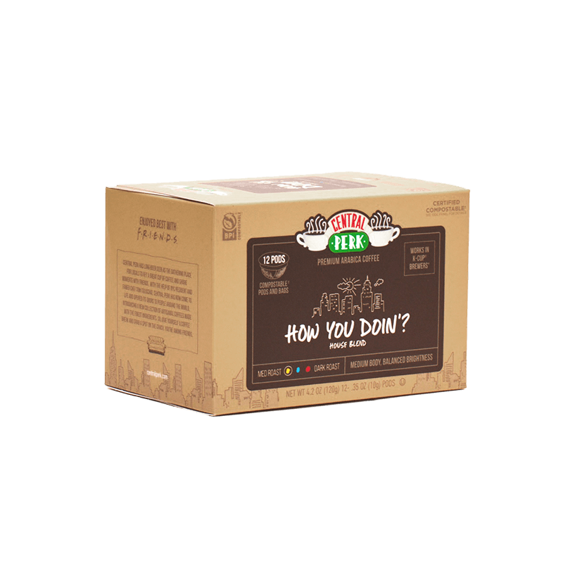 HYD Coffee, Central Perk How You Doin Medium Roast Coffee Single Serve Pods, How You Doin Friends Coffee Pods, Friends How You Doin K Cups, Friends Coffee Pods, Single serve coffee capsules, Central Perk Coffee k-cup subscription