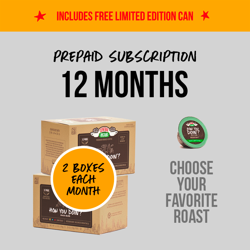 12 month prepaid coffee pod subscriptions, annual coffee pod subscriptions, yearly coffee pod subscriptions, Choose a prepaid coffee pod subscription