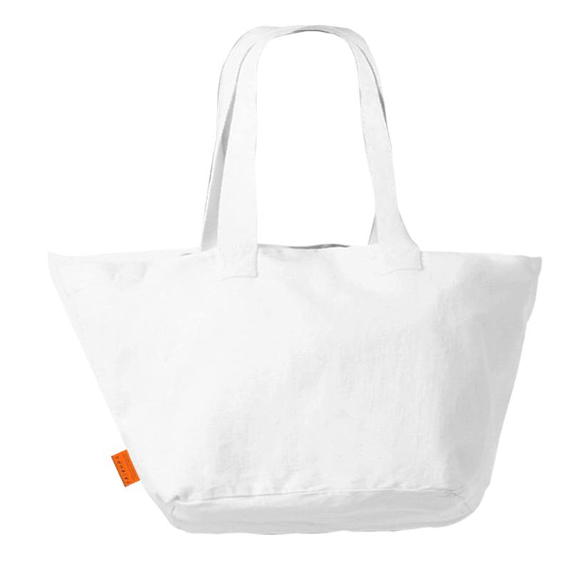 Back view of tote bag", "spacious design", "sturdy construction", "minimalist back design", "ample space for essentials