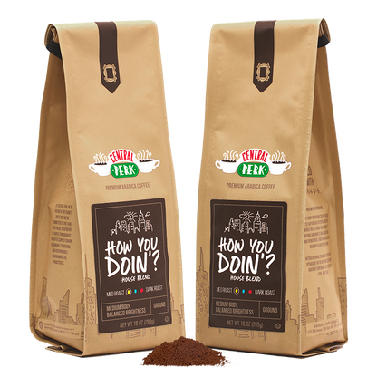 Central Perk House Blend Ground Coffee 12 Month Subscriptions, How You Doin Medium Roast Ground Coffee 12 Month Subscription, yearly medium roast ground coffee subscription, yearly house blend ground coffee subscription