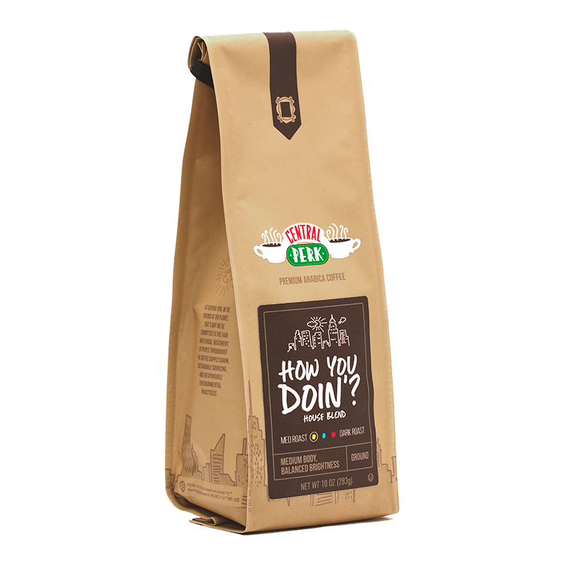 How you doin ground coffee, friends house blend ground coffee, central Perk house blend ground coffee, medium roast ground coffee, ground coffee, ground coffee grounds, house coffee, house coffee, HYD coffee, HYD house blend coffee, ground house blend coffee, ground coffee bags 