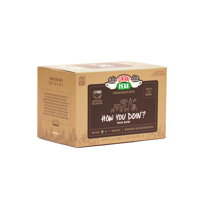 HYD Coffee, Central Perk How You Doin Medium Roast Coffee Single Serve Pods, How You Doin Friends Coffee Pods, Friends How You Doin K Cups, Friends Coffee Pods, Single serve coffee capsules, Central Perk Coffee k-cup subscription